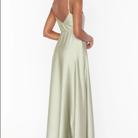 💚✨ Show Me Your Mumu Faith Maxi Dress – Moss Green Satin (XL) ✨💚 - Picture 3 of 14